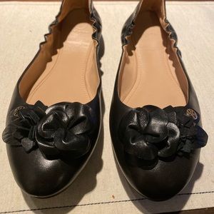 Tory Burch black floral flats